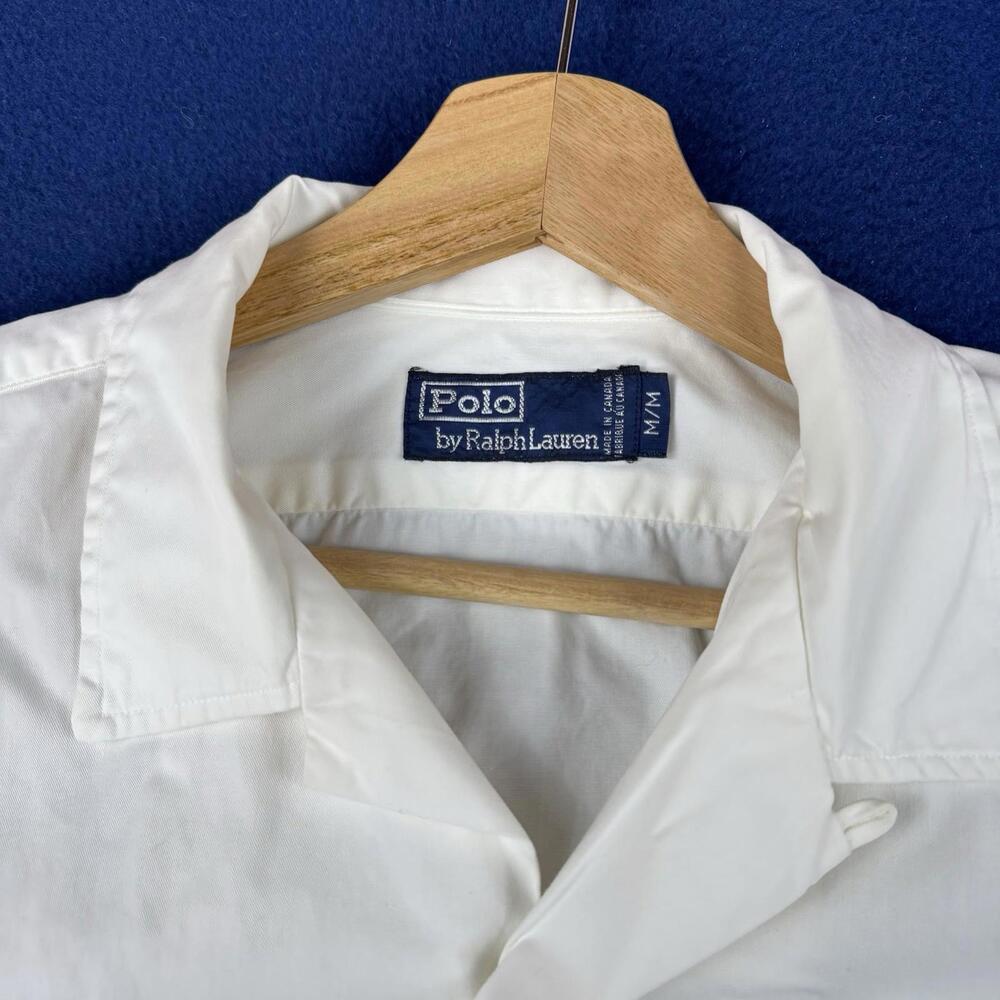 Polo Ralph Lauren Cotton Camp Shirt Button up short sleeve Men size M White Prep - Picture 3 of 9